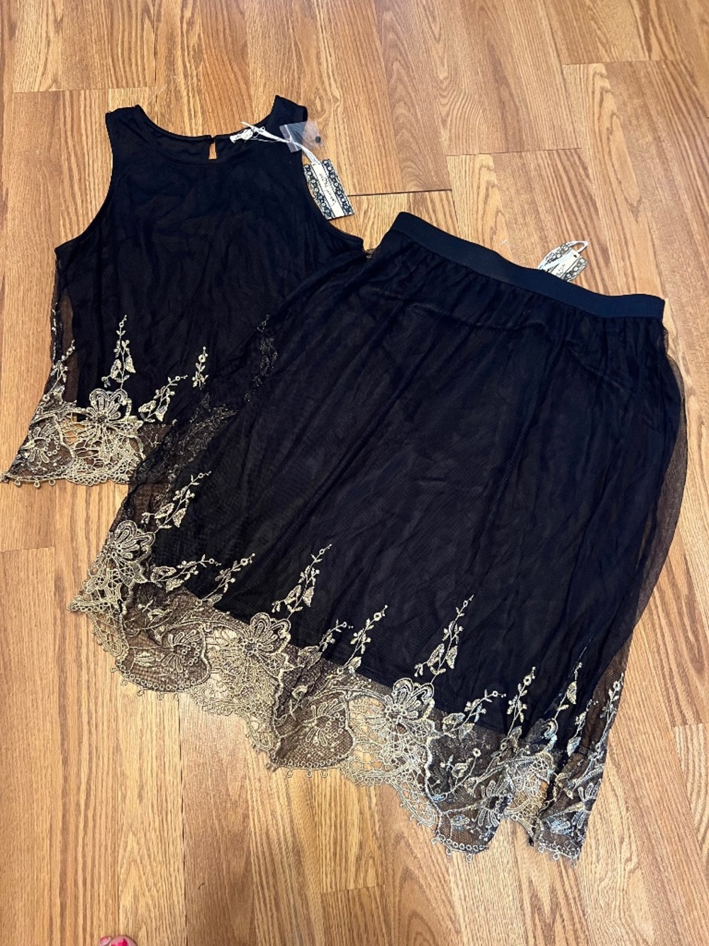 NWT Ultra Pink lace shirt skirt set M Medium L Large